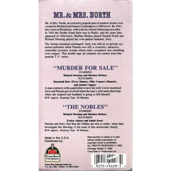 Mr & Mrs North 2 VHS Set Murder For Sale /  The Nobles  2001 Barbara Britton - Picture 2 of 8